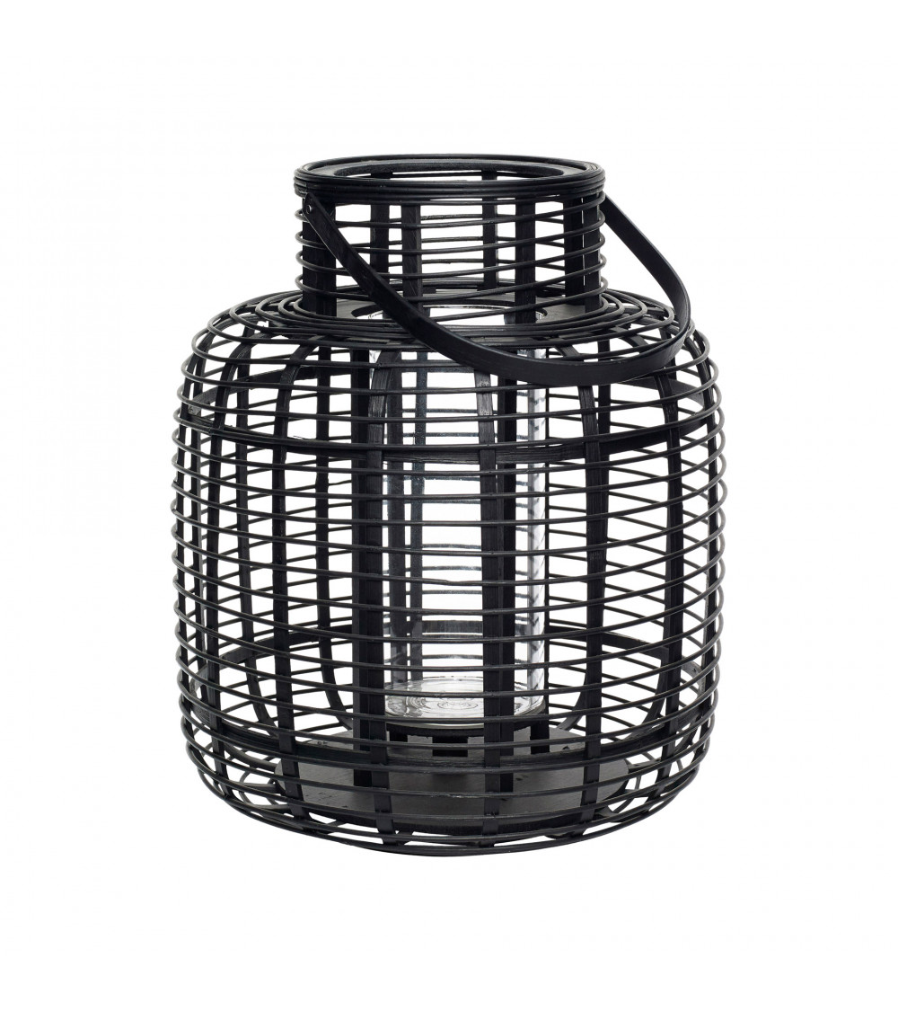 Lanternes en bambou noir - Lot de 2 déco artisanale