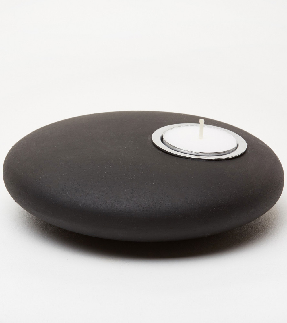 Bougeoir Galet noir – Design minéral