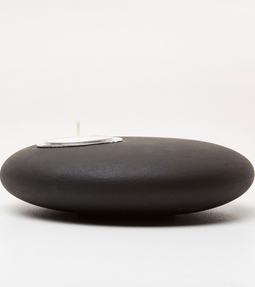 Bougeoir Galet noir – Design minéral