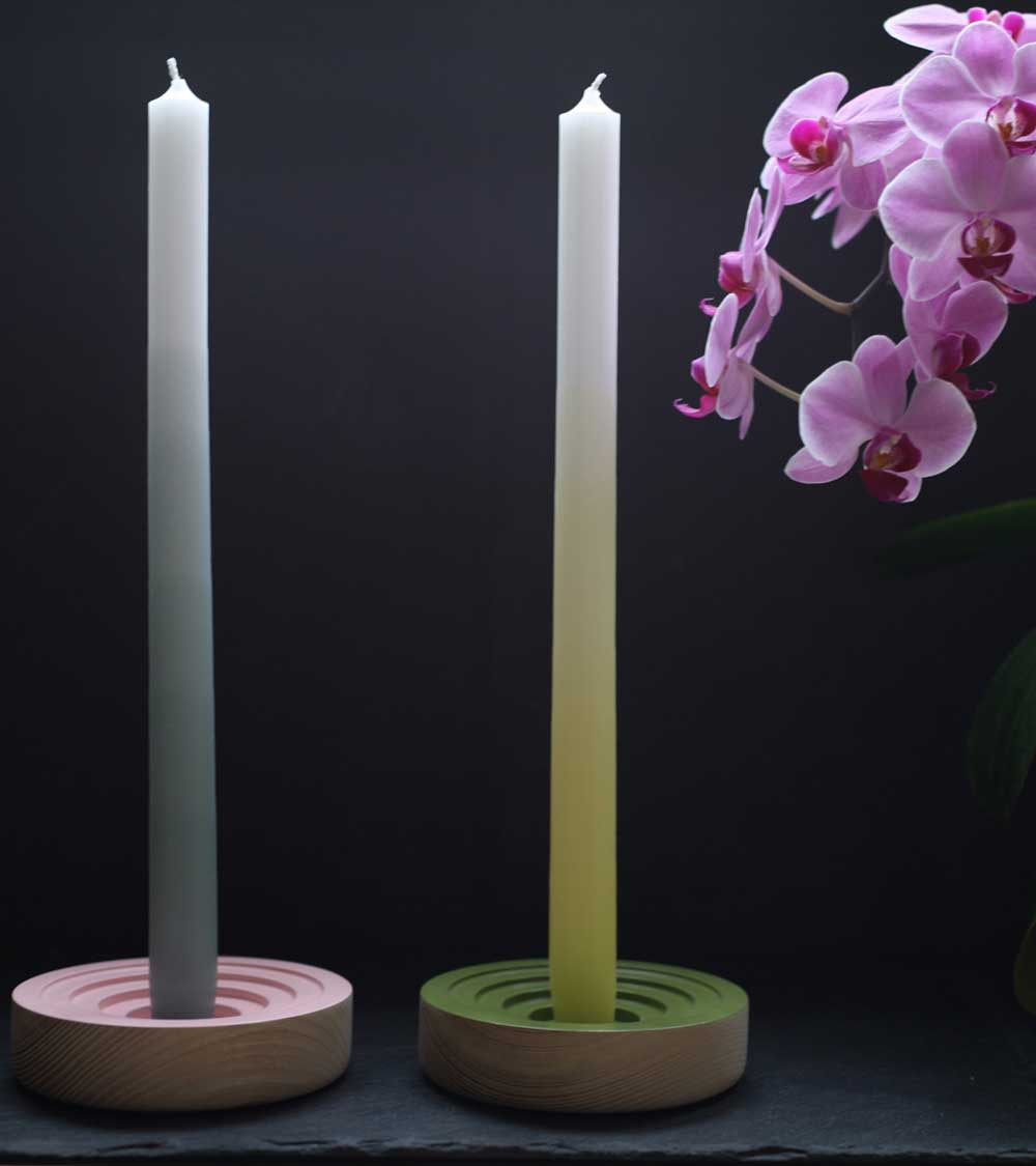 Bougeoir Woogie vert en frêne – Touche scandinave cosy