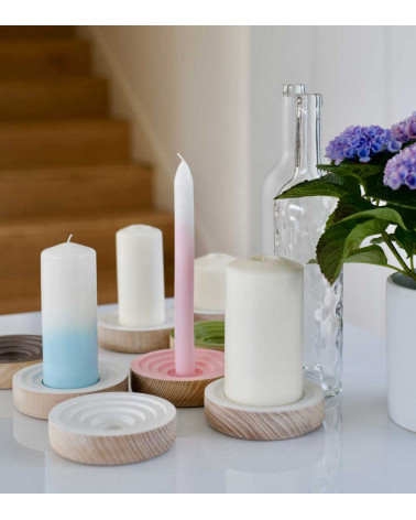 Bougeoir Woogie gris en frêne – Design modulable élégant