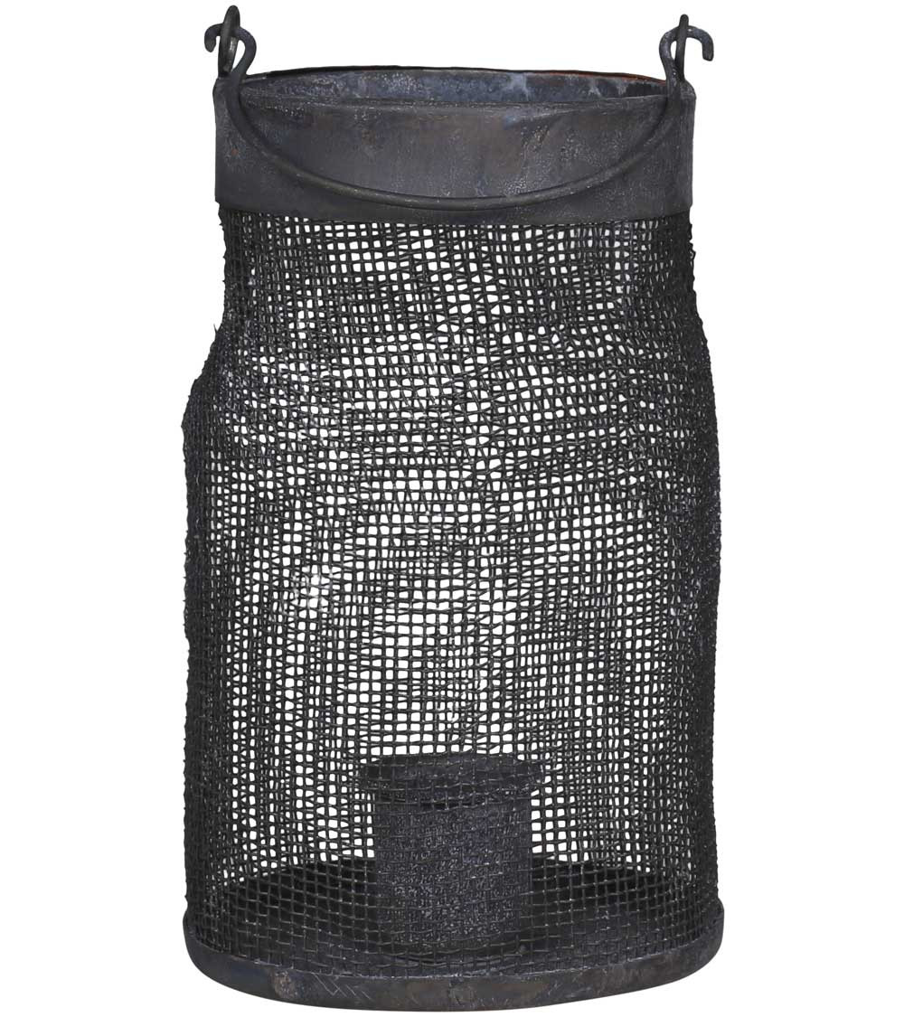 Photophore / Bougeoir avec maillage fer - H 13,5 cm