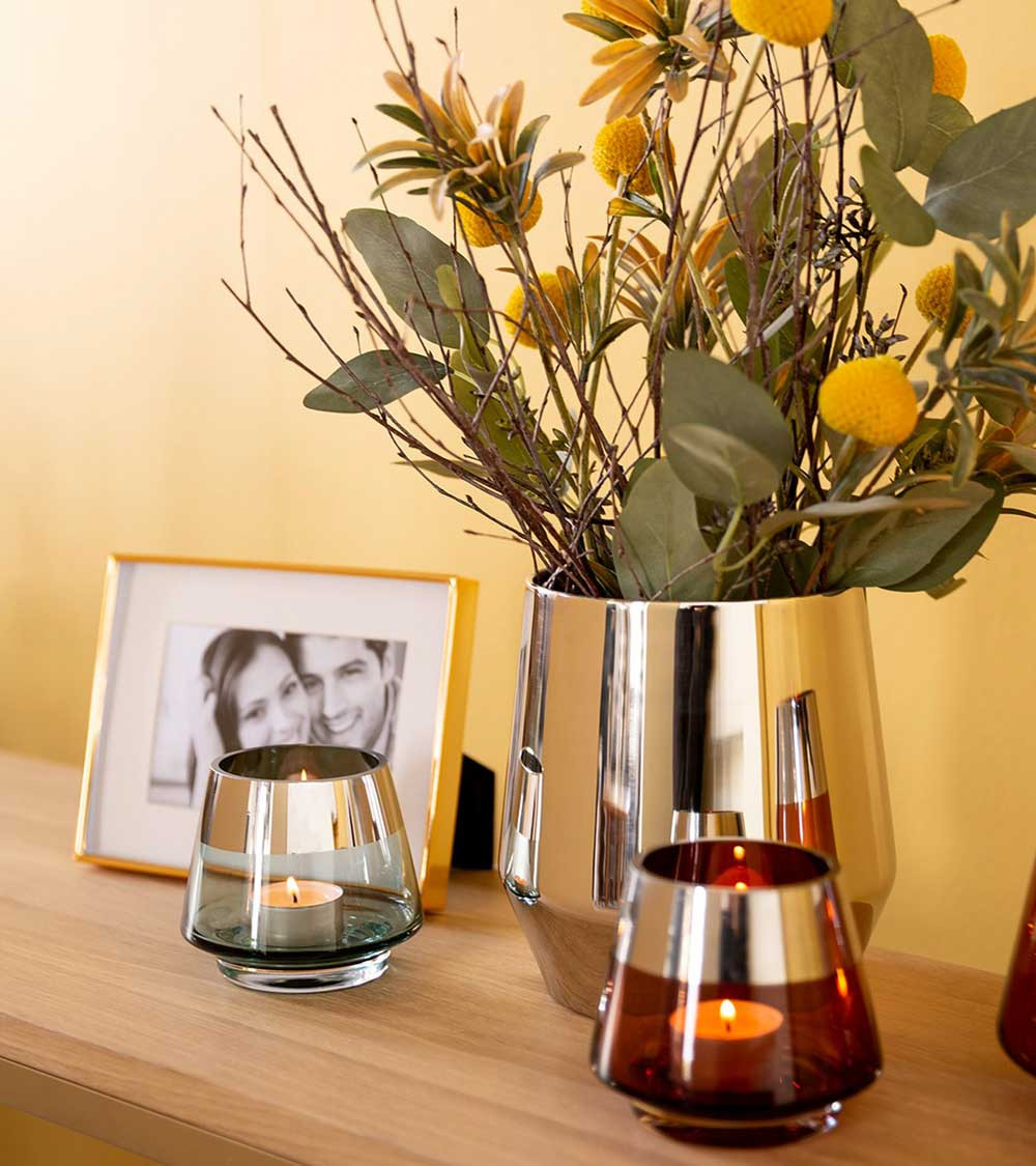 Photophore design JONA turquoise petit format