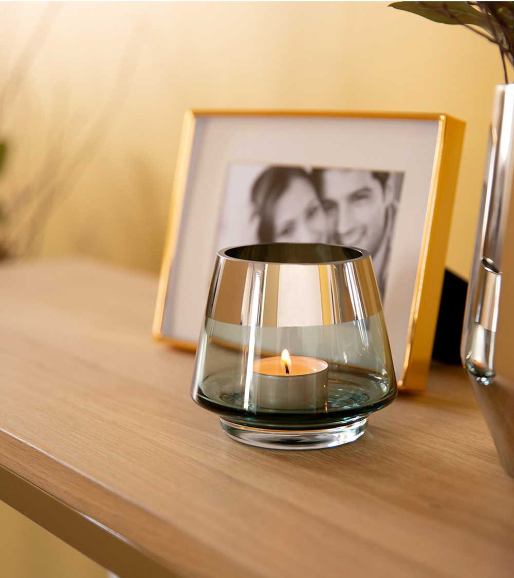 Photophore design JONA turquoise petit format