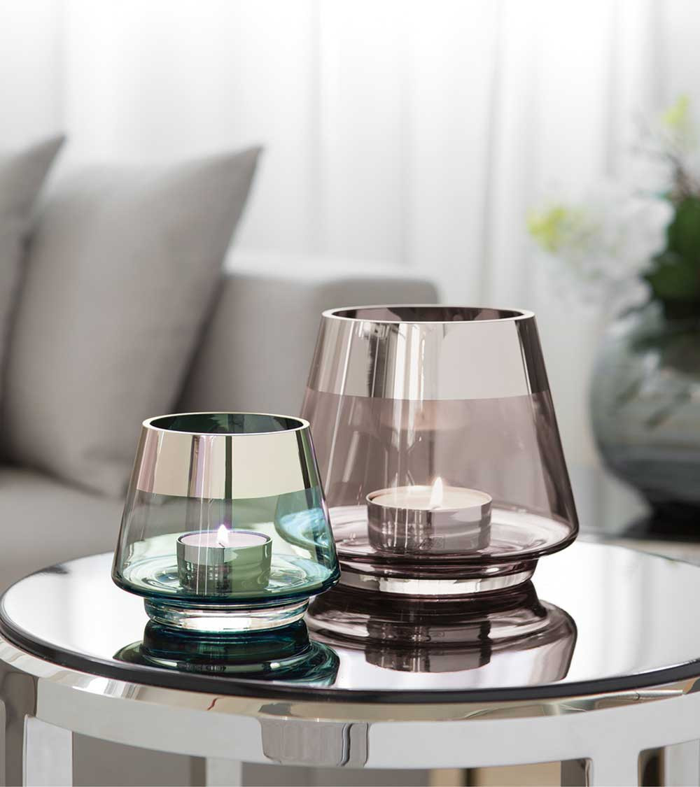 Photophore design JONA turquoise petit format