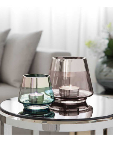 Photophore design JONA turquoise petit format