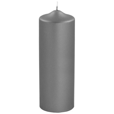 Bougie cylindrique gris métallique – Une touche de lumière contemporaine pour vos espaces.