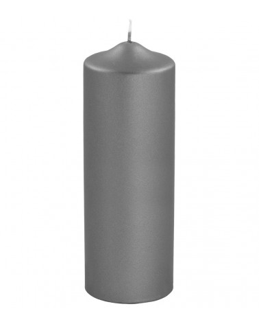 Bougie cylindrique gris métallique – Une touche de lumière contemporaine pour vos espaces.