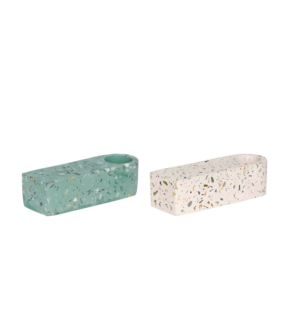 Bougeoir terrazzo vert & nature (2 pièces)
