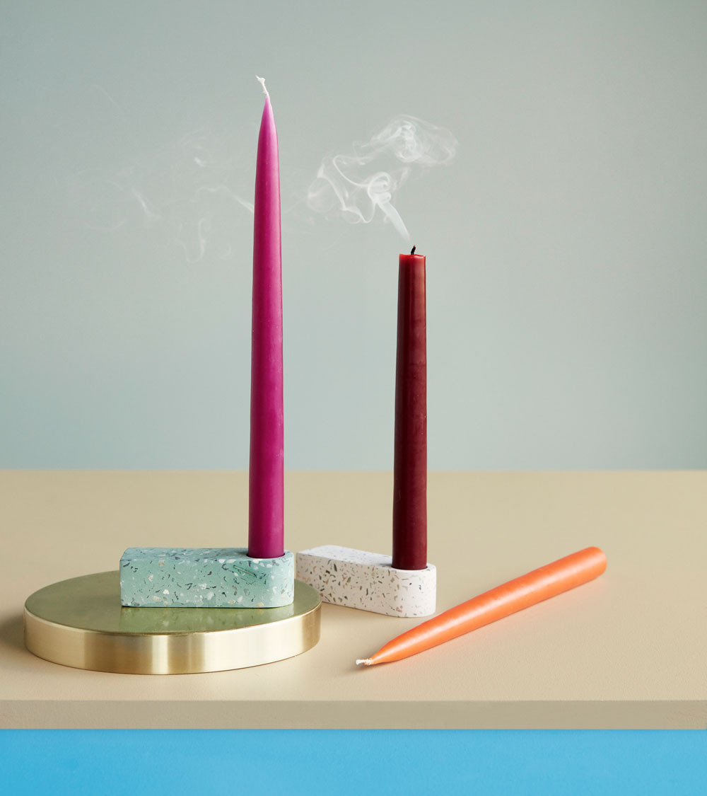 Bougeoir terrazzo vert & nature (2 pièces)