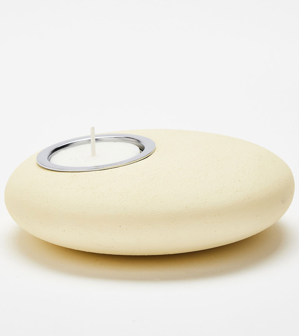 Bougeoir Galet crème