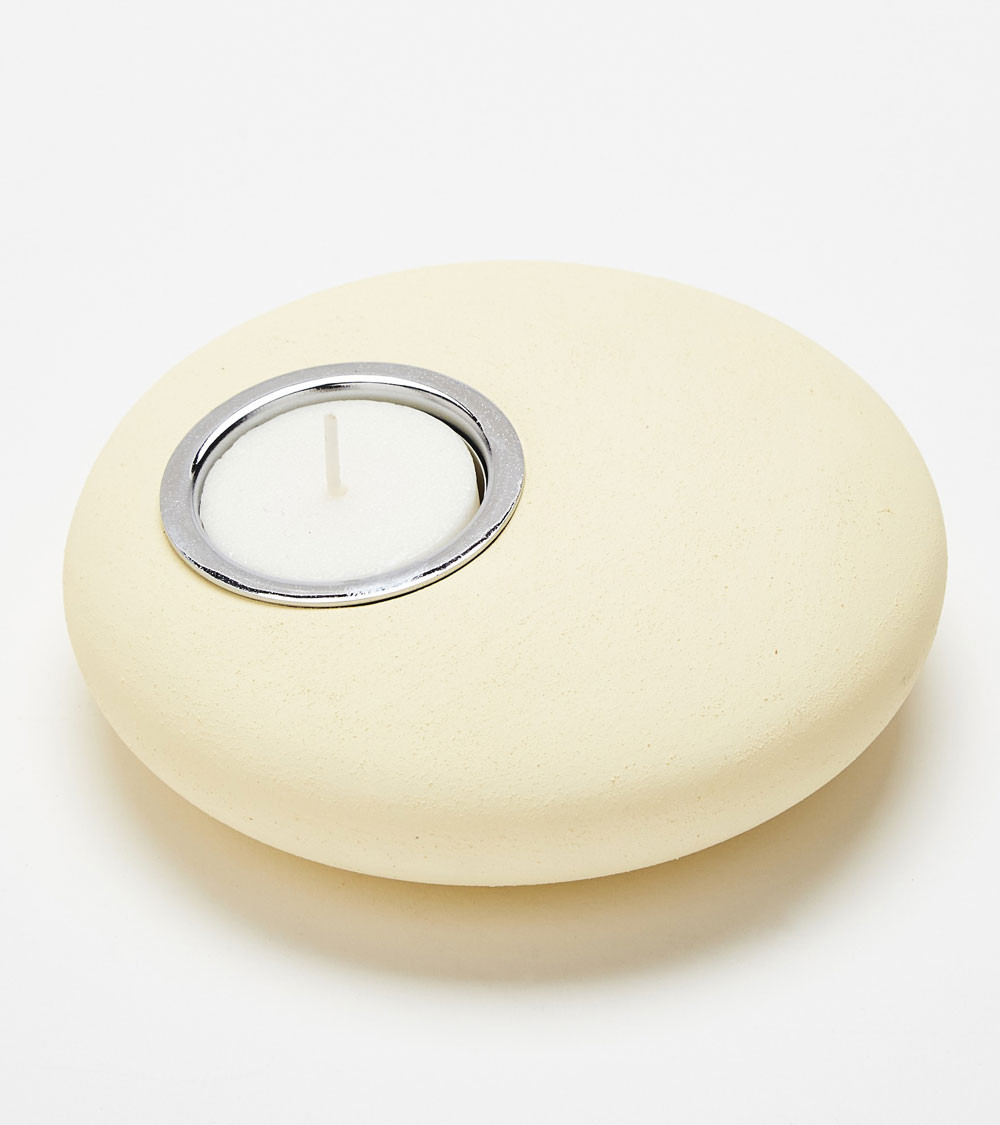 Bougeoir Galet crème