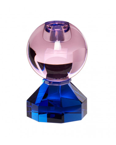 Bougeoir en cristal bleu/rose - Ø 7 cm x H 11 cm